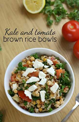 Kale and tomato brown rice bowls