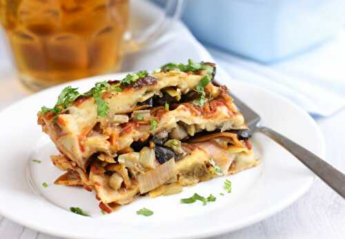 Beery Welsh rarebit lasagne