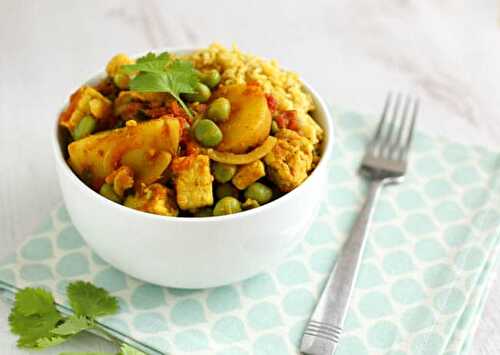 Simple QuornTM, pea and potato curry