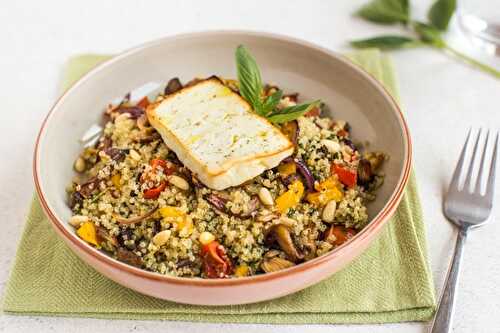 Roasted feta and quinoa bowls