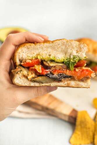 Roasted vegetable Mexican torta
