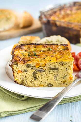Cheesy lentil and veggie slice