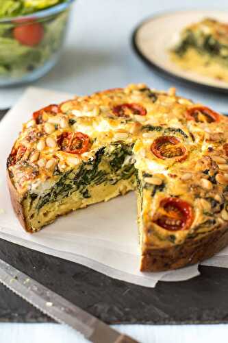 Spinach and goat's cheese self-crusting quiche