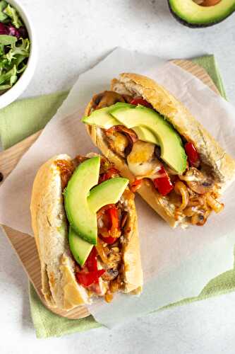 Tex-Mex vegetarian cheesesteak sandwiches