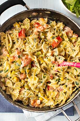 15 minute creamy pasta primavera
