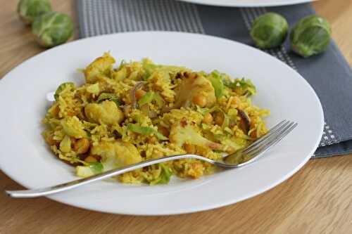 Brussels sprout and cauliflower pilaf