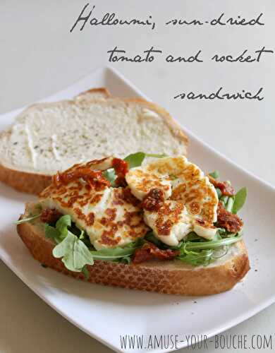 Halloumi sandwich with sun-dried tomatoes and rocket