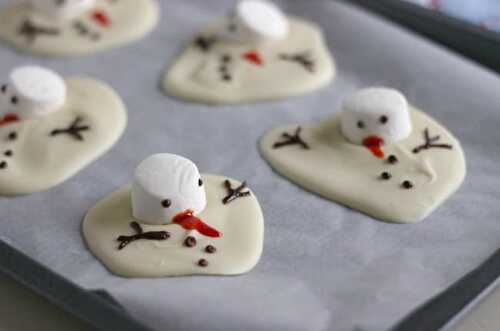 Melted chocolate snowmen