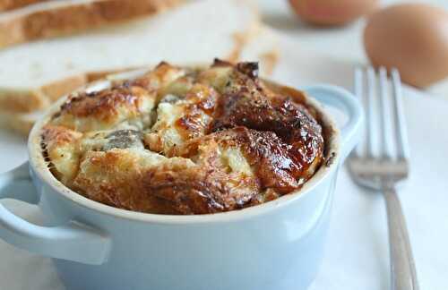 Savoury bread puddings with garlic mushrooms and ricotta