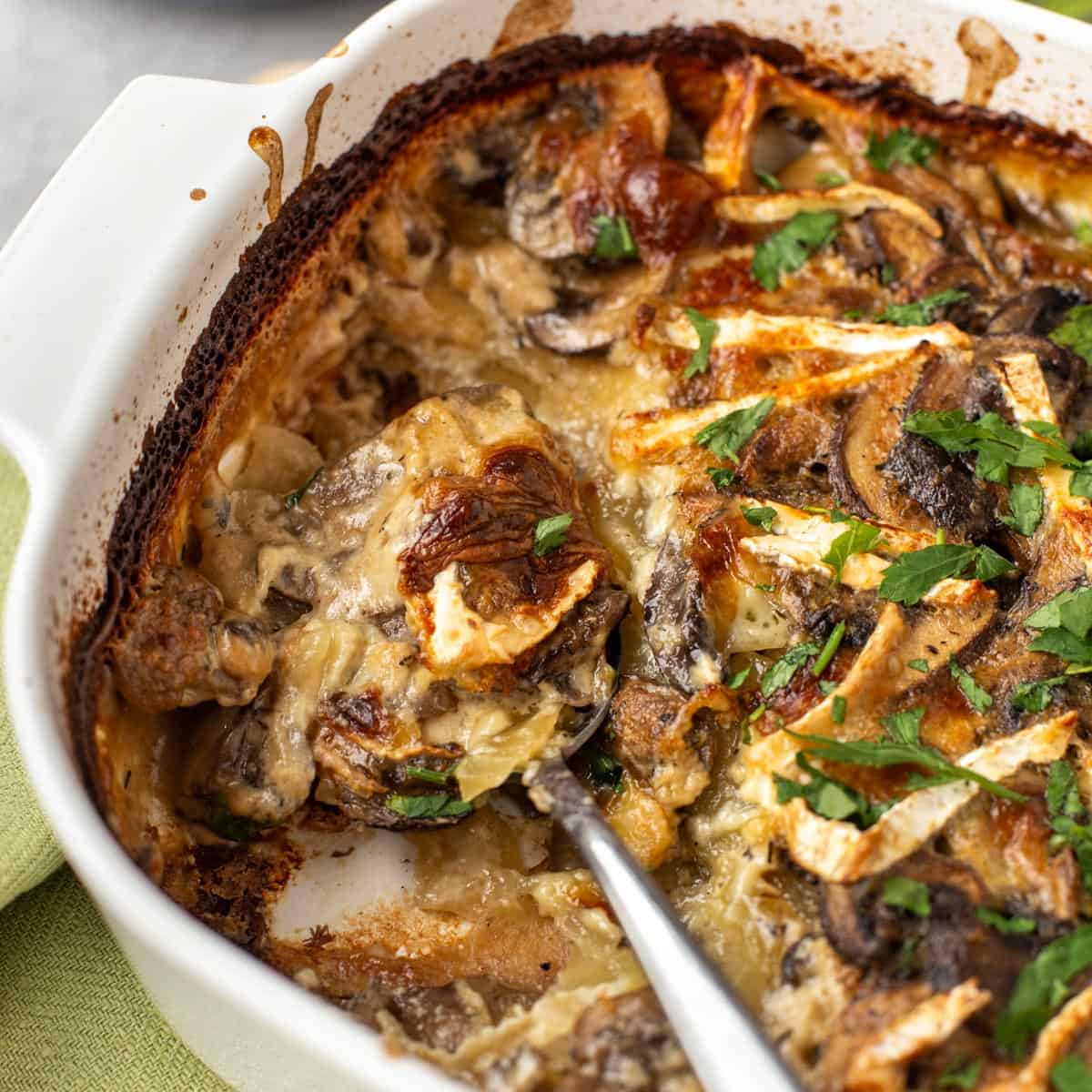 Potato and Mushroom Gratin with Brie