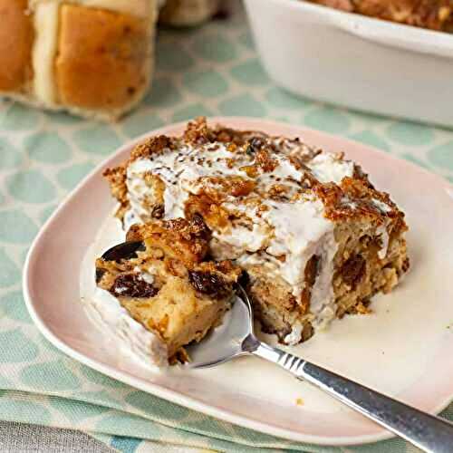 Hot Cross Bun Bread Pudding