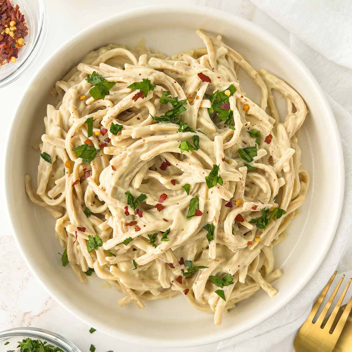 Creamy Silken Tofu Pasta Sauce (Vegan Alfredo)