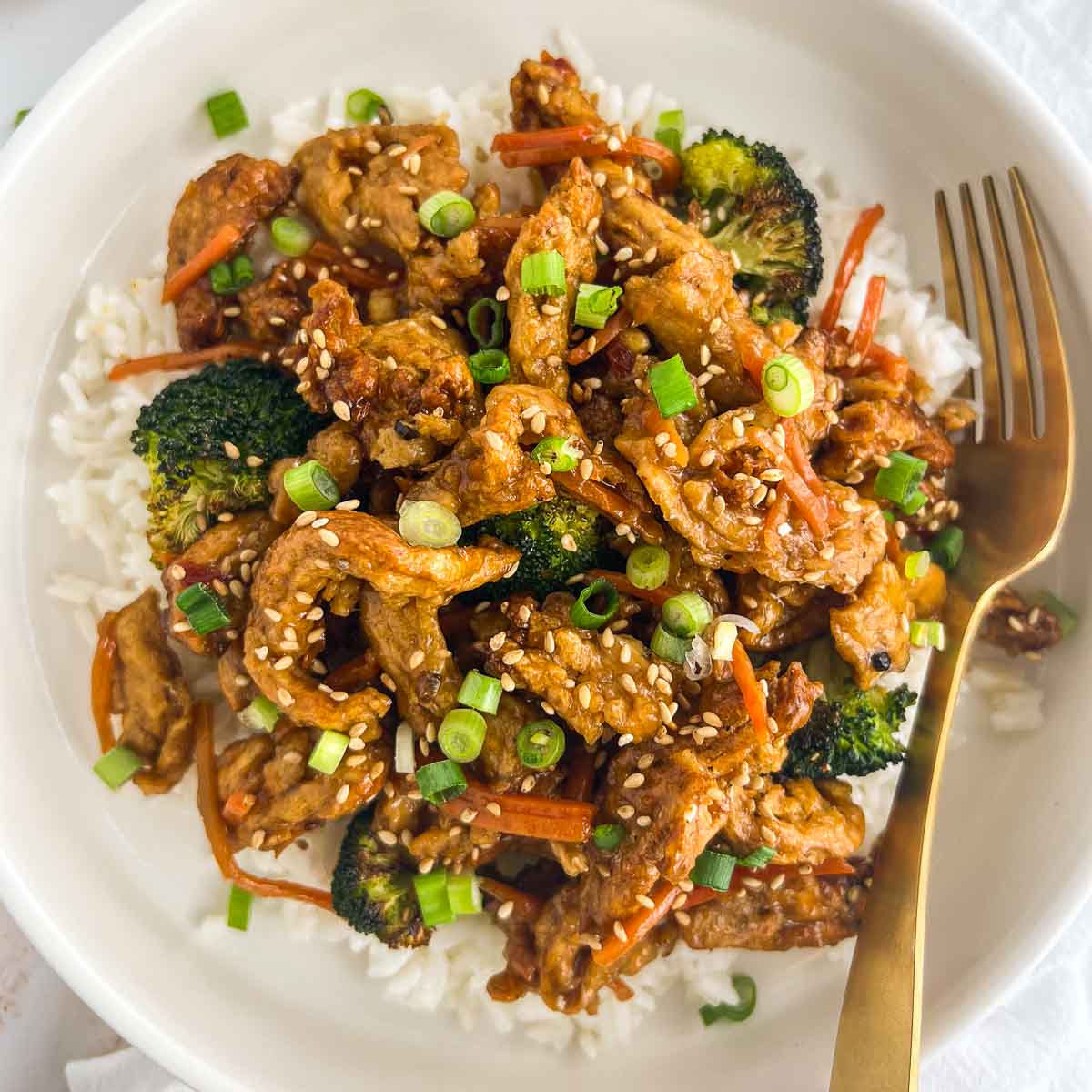 Easy Vegan Ginger Beef with Soy Curls