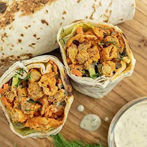 Crispy Vegan Buffalo Chicken Wraps