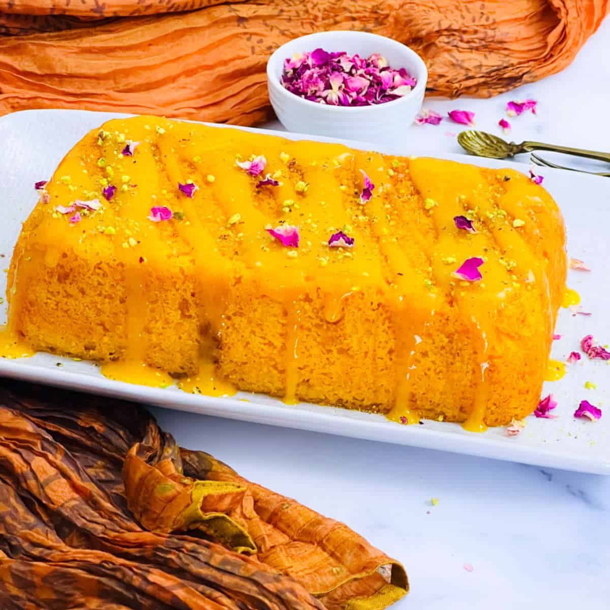 Eggless Mango Cake with Mango Glaze