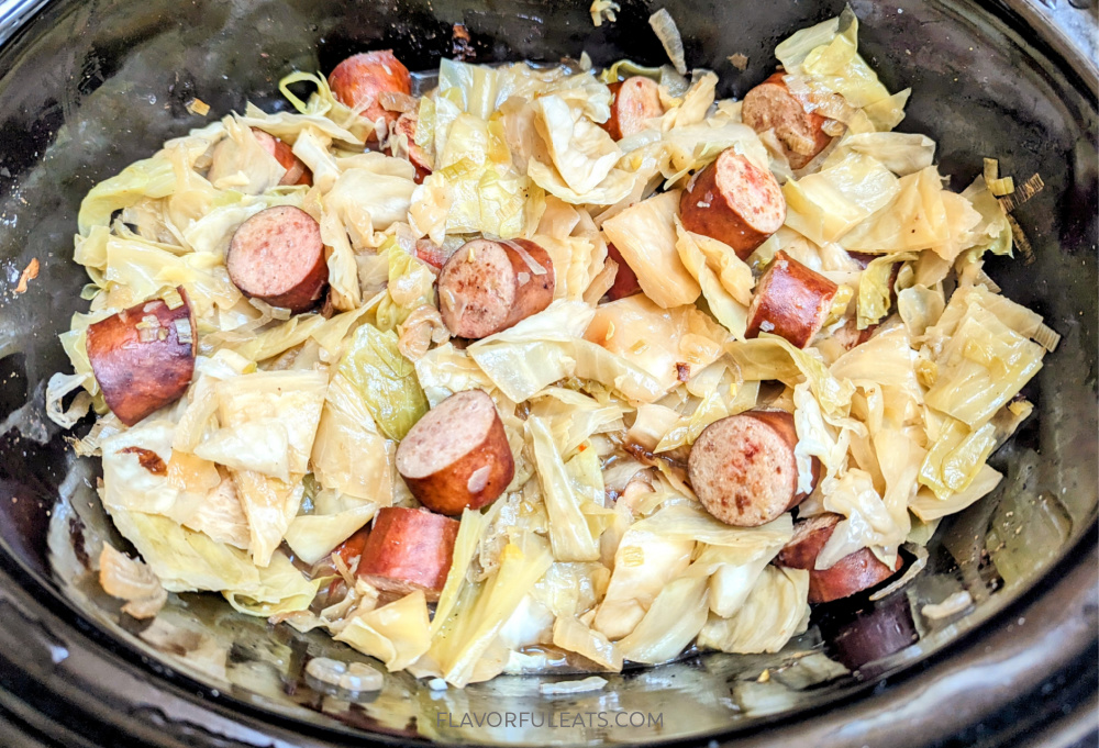 Slow Cooker Smoked Sausage & Cabbage