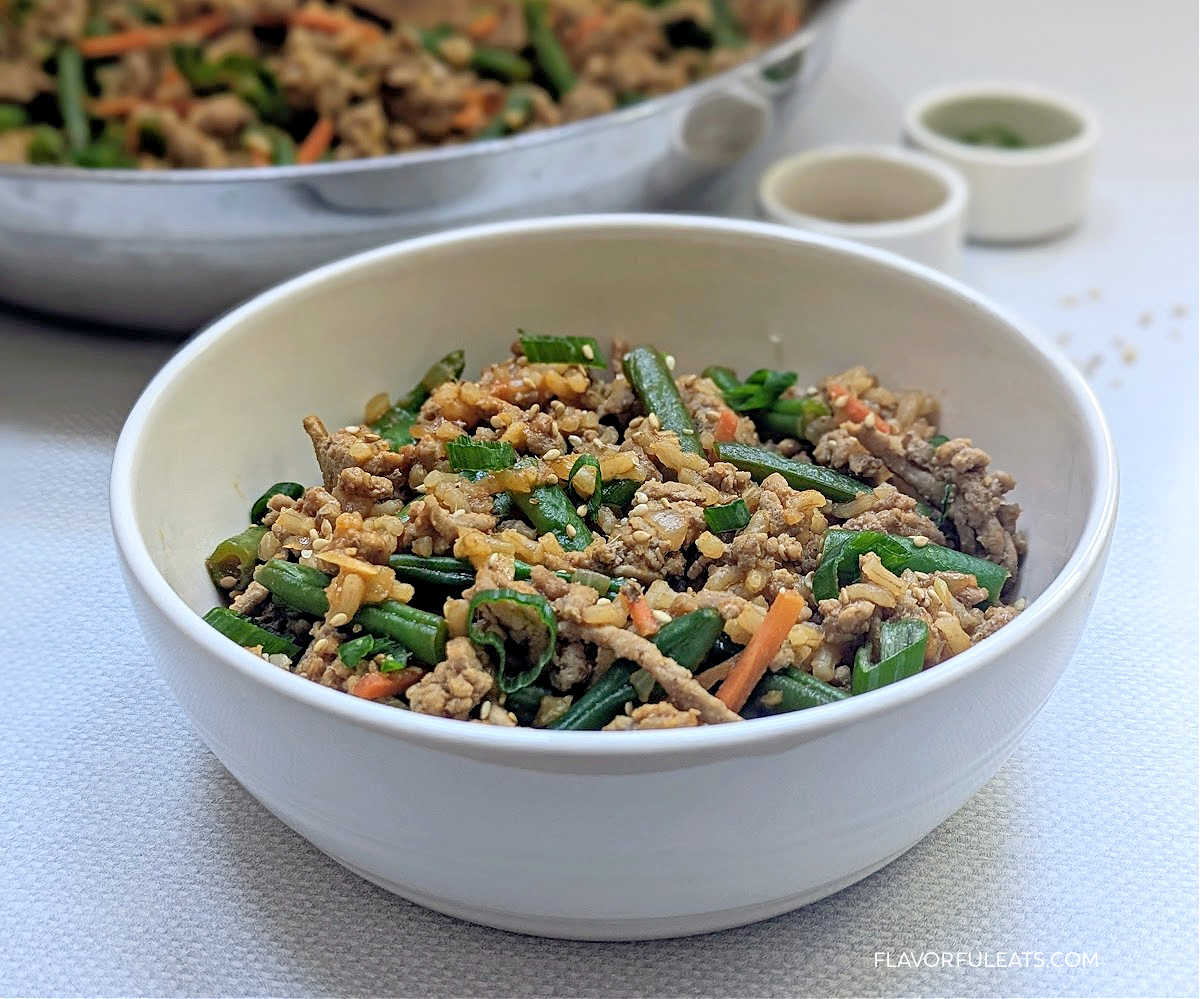 Gochujang Ground Turkey, Rice & Green Bean Skillet