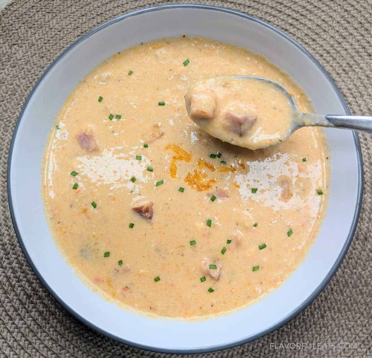 Slow Cooker Cheesy Ham & Cauliflower Soup