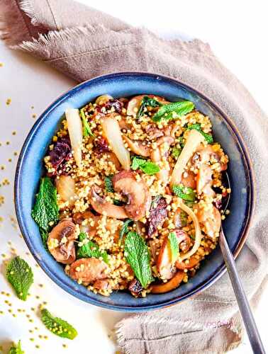 Prunes-Mint Sauteed Mushrooms with Millet