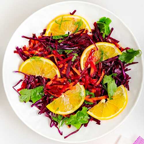 Red cabbage salad with beets & oranges
