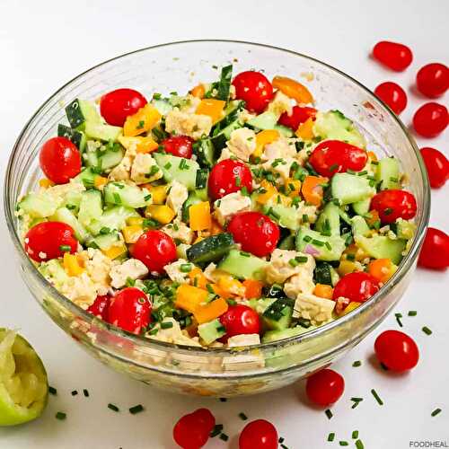 Amazing cucumber quinoa salad with tempeh
