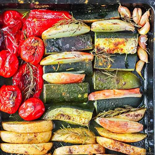 Juicy oven roasted vegetables with rosemary