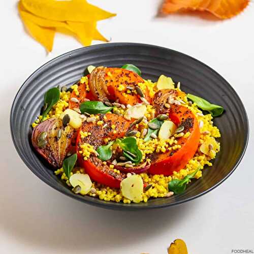 Millet with roasted pumpkin and lamb's lettuce
