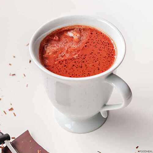 Homemade hot chocolate with cacao powder