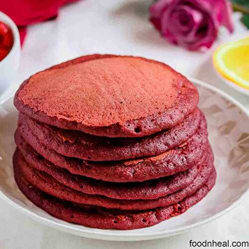Simple oatmeal pancakes recipe with beets