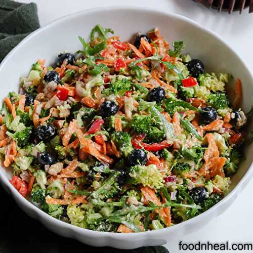 Easy broccoli salad with arugula | blueberry salad