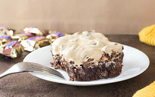 Snickers Brownies with Peanut Butter Frosting