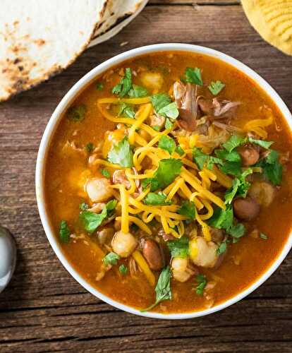 Mexican Posole Soup Recipe with Shredded Pork