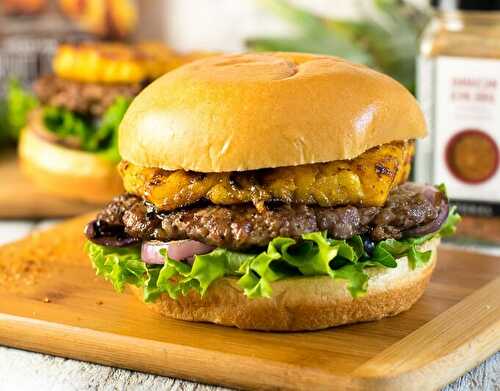 Caribbean Pork Burger with Grilled Pineapple