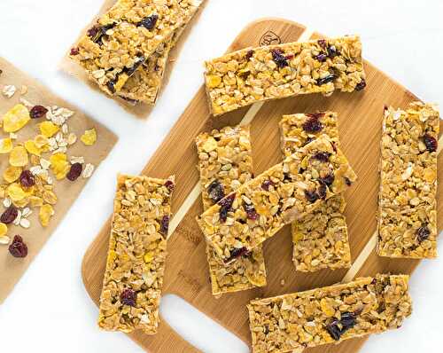 Peanut Butter Granola Bars with Cranberries and Almonds