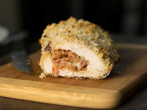 Panko Crusted Chicken Breast Stuffed with Swiss and Bacon