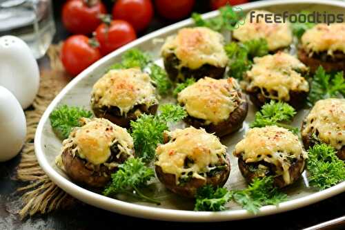 Easy Stuffed Mushrooms with Cheese & Garlic | FreeFoodTips.com