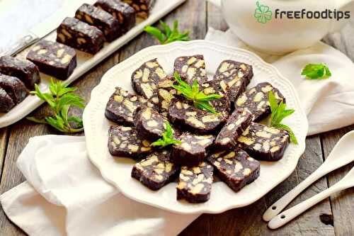 No-Bake Chocolate Salami Cookies Recipe | FreeFoodTips.com