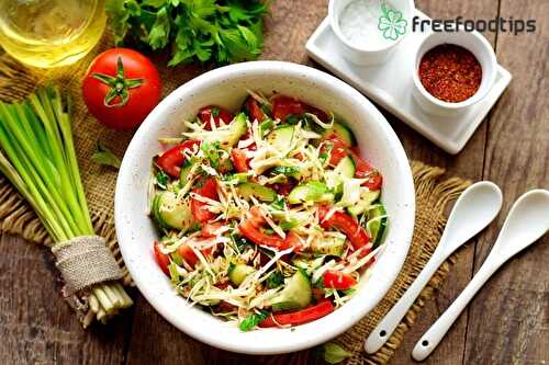 Spring Salad: Cabbage Cucumber Tomato Salad Recipe | FreeFoodTips.com