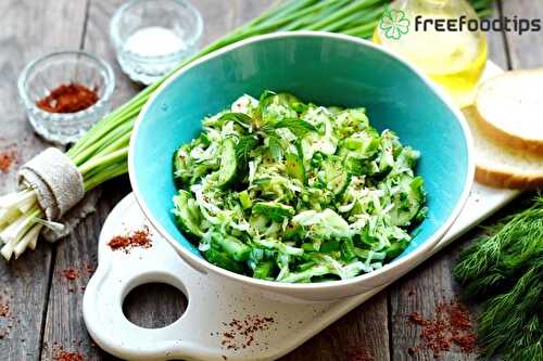 Vinegar Based Green Cabbage Cucumber Slaw | FreeFoodTips.com