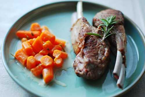 Rosemary carrots in coconut milk baked in a parcel & lamb chops