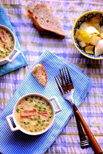 Boursin, ham & pea clafoutis (with endive salad)