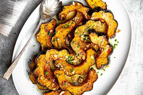 Roasted Acorn Squash Slices with Maple Brown Butter Sauce