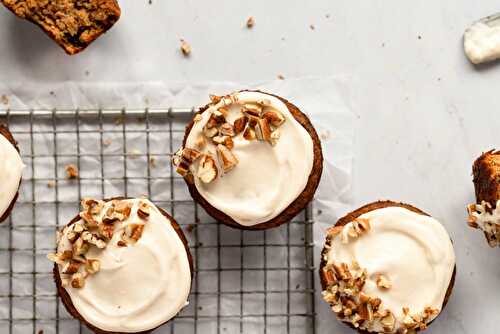 Gluten Free Carrot Cake Muffins with Maple Cream Cheese Frosting (Paleo Option))