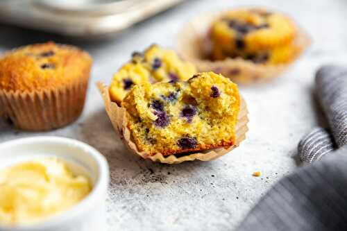 Blueberry Almond Cornmeal Muffins (Gluten Free)