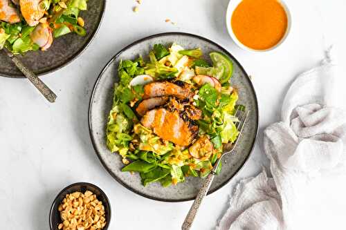 Gochujang Grilled Pork Tenderloin Salad with Snap Peas and Peanuts