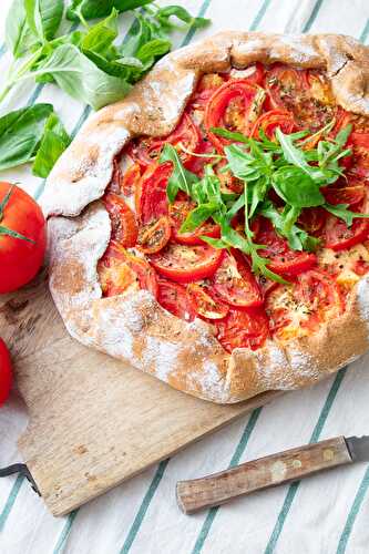 Tomato Galette With Roasted Garlic Cream