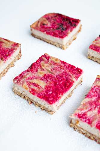 Raspberry Swirl Cheesecake Bars - Naturally Sweetened