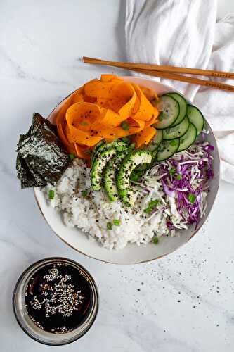 Vegan Sushi Bowl With Teriyaki Dressing