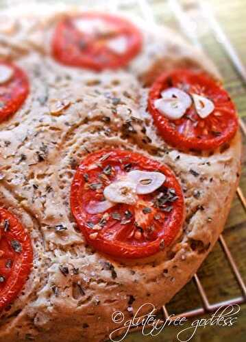 Gluten-Free Focaccia Recipe with Garlic + Tomato