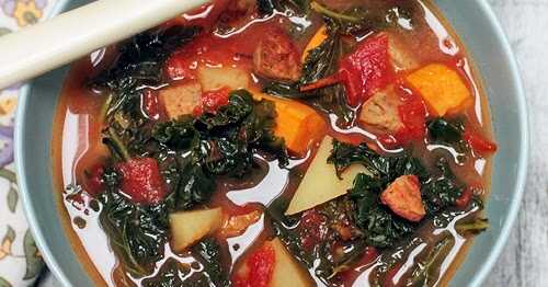 Rustic Kale Soup with Sausage and Sweet Potato